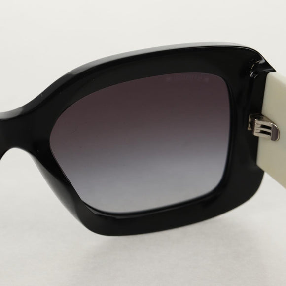 CHANEL COCO Mark Sunglasses plastic Black White CC Auth yk20094V