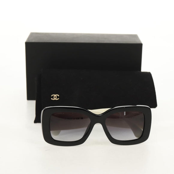 CHANEL COCO Mark Sunglasses plastic Black White CC Auth yk20094V