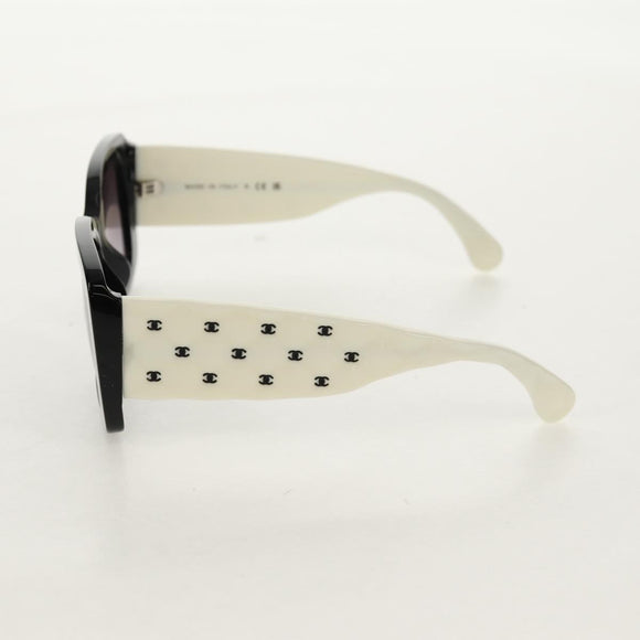 CHANEL COCO Mark Sunglasses plastic Black White CC Auth yk20094V