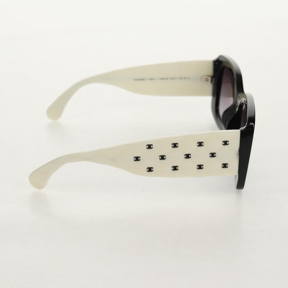 CHANEL COCO Mark Sunglasses plastic Black White CC Auth yk20094V