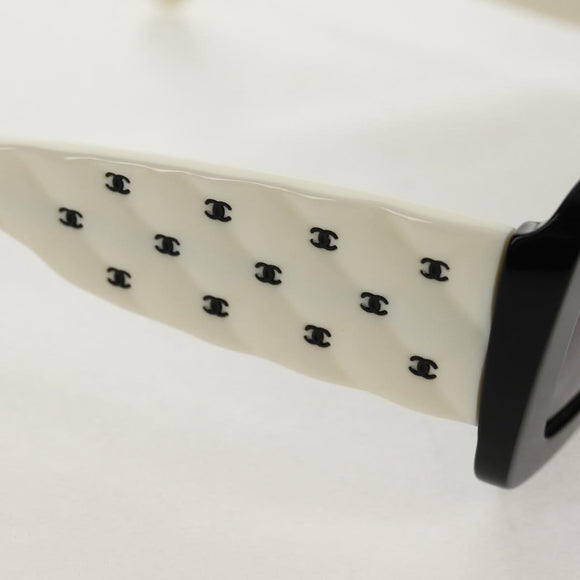 CHANEL COCO Mark Sunglasses plastic Black White CC Auth yk20094V