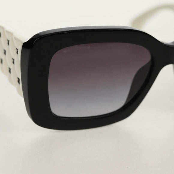 CHANEL COCO Mark Sunglasses plastic Black White CC Auth yk20094V