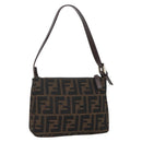 FENDI Zucca Canvas Hand Bag Black Brown Auth yk20095-1