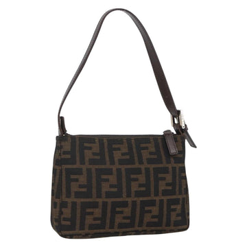 FENDI Zucca Canvas Hand Bag Black Brown Auth yk20095