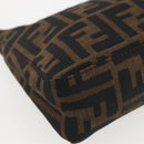 FENDI Zucca Canvas Hand Bag Black Brown Auth yk20095-11