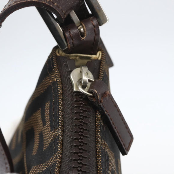 FENDI Zucca Canvas Hand Bag Black Brown Auth yk20095