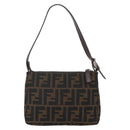 FENDI Zucca Canvas Hand Bag Black Brown Auth yk20095-2