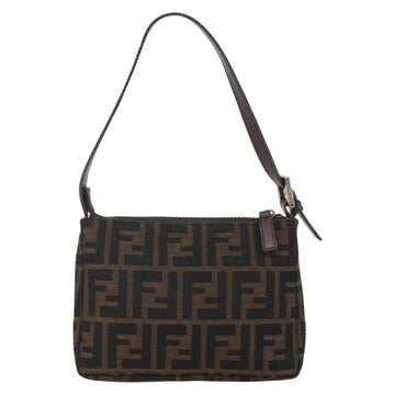 FENDI Zucca Canvas Hand Bag Black Brown Auth yk20095 - 0