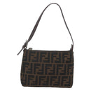 FENDI Zucca Canvas Hand Bag Black Brown Auth yk20095-3
