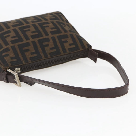FENDI Zucca Canvas Hand Bag Black Brown Auth yk20095