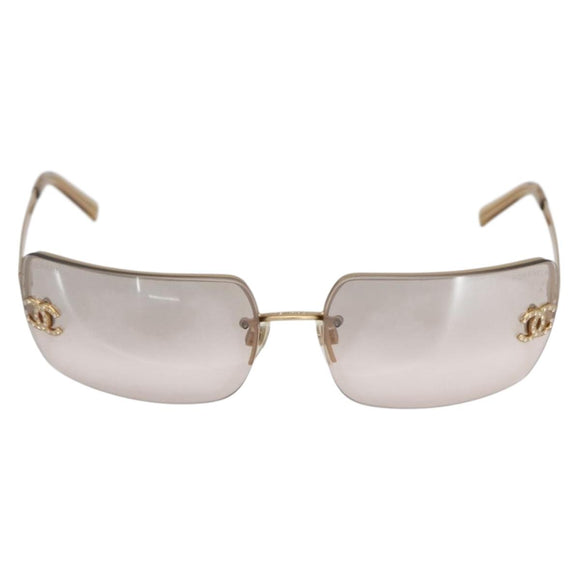 CHANEL Sunglasses metal Gold Tone CC Auth yk20103V