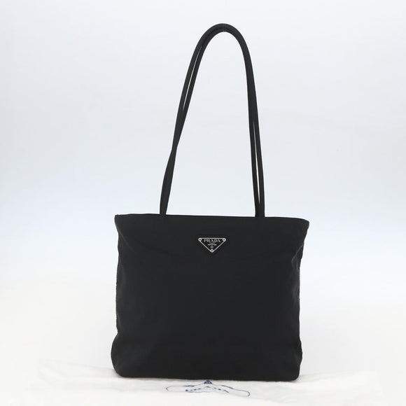PRADA Tote Bag Nylon Black Silver Auth yk20104V