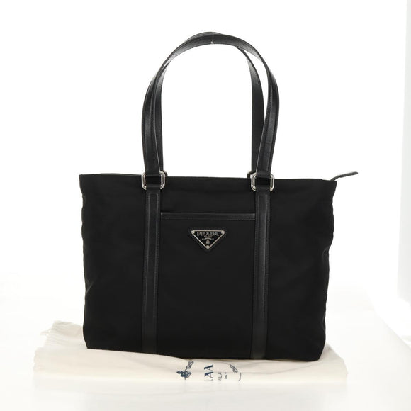 PRADA Tote Bag Nylon Black Silver BR2311 Auth yk20106V