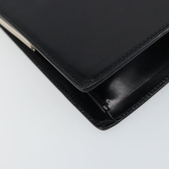 GUCCI Hand Bag Leather Black Gold Auth yk20107A