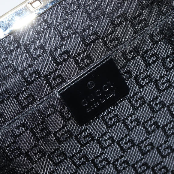 GUCCI Hand Bag Leather Black Gold Auth yk20107A