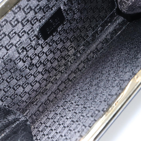 GUCCI Hand Bag Leather Black Gold Auth yk20107A