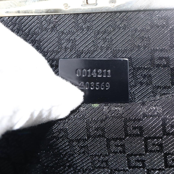 GUCCI Hand Bag Leather Black Gold Auth yk20107A