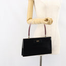 GUCCI Hand Bag Leather Black Gold Auth yk20107A-23