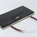 GUCCI Hand Bag Leather Black Gold Auth yk20107A-6