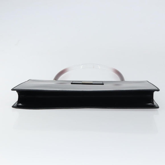 GUCCI Hand Bag Leather Black Gold Auth yk20107A