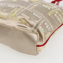 PRADA beads Hand Bag Satin Beige Red Auth yk20108V-9