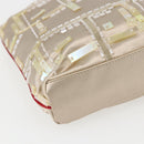 PRADA beads Hand Bag Satin Beige Red Auth yk20108V-14