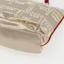 PRADA beads Hand Bag Satin Beige Red Auth yk20108V-15