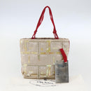 PRADA beads Hand Bag Satin Beige Red Auth yk20108V-12