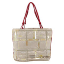 PRADA beads Hand Bag Satin Beige Red Auth yk20108V-2