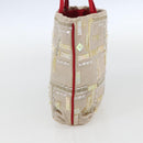 PRADA beads Hand Bag Satin Beige Red Auth yk20108V-3