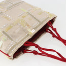 PRADA beads Hand Bag Satin Beige Red Auth yk20108V-6