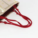 PRADA beads Hand Bag Satin Beige Red Auth yk20108V-7