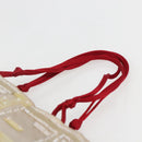 PRADA beads Hand Bag Satin Beige Red Auth yk20108V-8