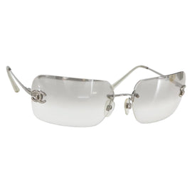 CHANEL COCO Mark Sunglasses metal Silver CC Auth yk20112V