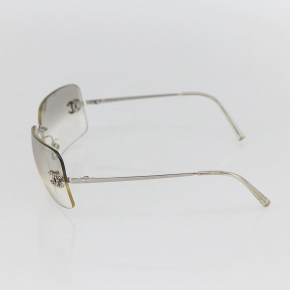 CHANEL COCO Mark Sunglasses metal Silver CC Auth yk20112V