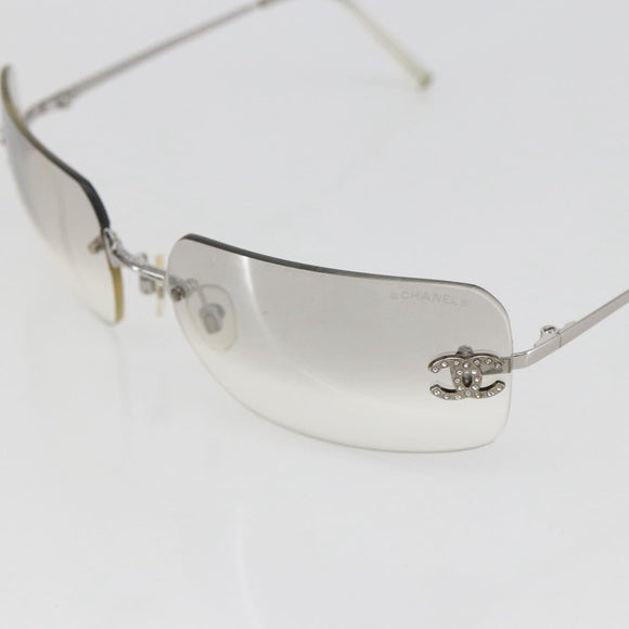 CHANEL COCO Mark Sunglasses metal Silver CC Auth yk20112V