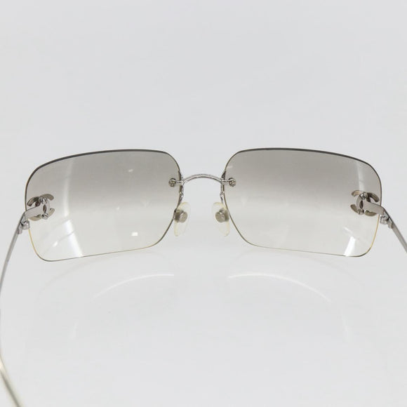 CHANEL COCO Mark Sunglasses metal Silver CC Auth yk20112V