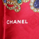 CHANEL Scarf Silk Red CC Auth yk20114-11