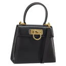 Salvatore Ferragamo Gancini Hand Bag Leather 2way Dark Brown Gold Auth yk20123-1