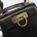 Salvatore Ferragamo Gancini Hand Bag Leather 2way Dark Brown Gold Auth yk20123-16