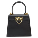 Salvatore Ferragamo Gancini Hand Bag Leather 2way Dark Brown Gold Auth yk20123-2