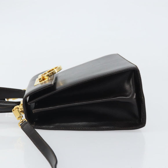 Salvatore Ferragamo Gancini Hand Bag Leather 2way Dark Brown Gold Auth yk20123