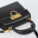 Salvatore Ferragamo Gancini Hand Bag Leather 2way Dark Brown Gold Auth yk20123-6