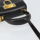 Salvatore Ferragamo Gancini Hand Bag Leather 2way Dark Brown Gold Auth yk20123-7