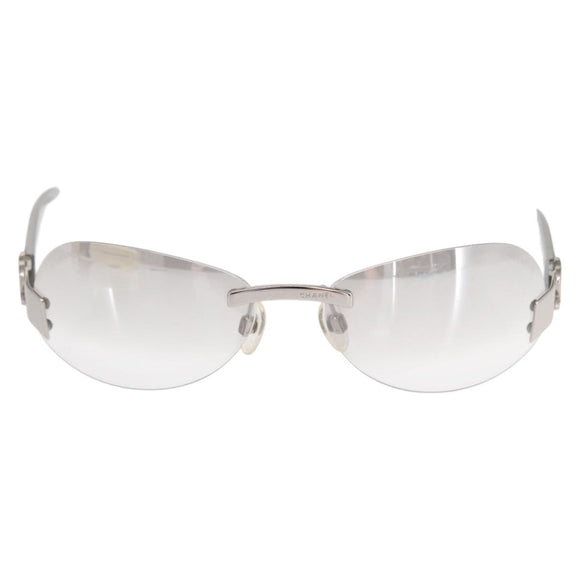 CHANEL Sunglasses metal Silver CC Auth yk20137