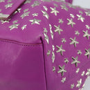 Jimmy Choo Studs Tote Bag Leather Purple Silver Auth yk20140-10