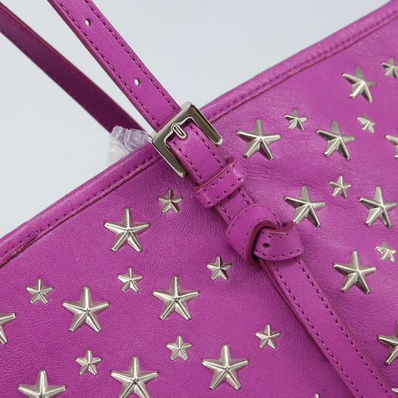 Jimmy Choo Studs Tote Bag Leather Purple Silver Auth yk20140