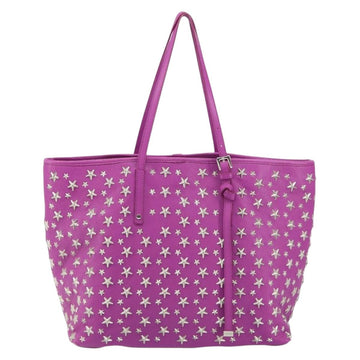 Jimmy Choo Studs Tote Bag Leather Purple Silver Auth yk20140 - 0