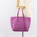 Jimmy Choo Studs Tote Bag Leather Purple Silver Auth yk20140-22