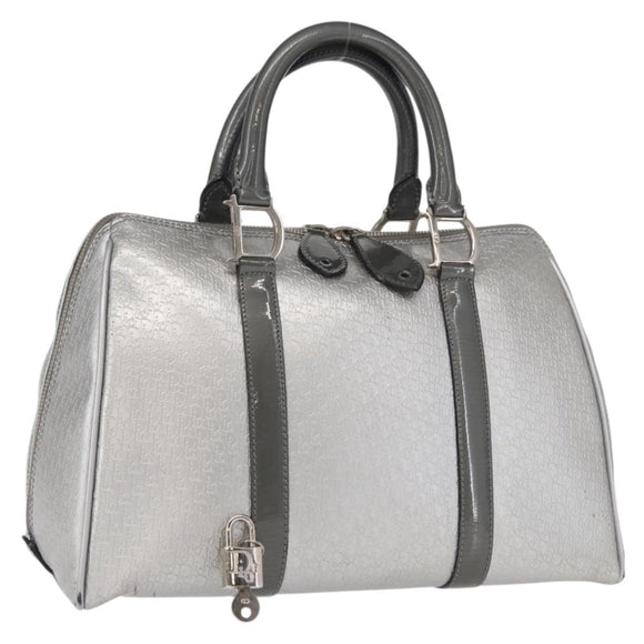 Christian Dior Trotter Canvas Hand Bag PVC Gray Silver Auth yk20143
